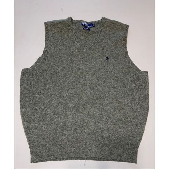 Polo Ralph Lauren Sweater Vest Mens XLarge Green 100% Lambswool V Neck Pullover - Picture 1 of 6